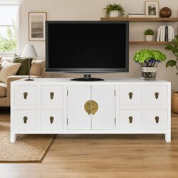 Functional White Storage Cabinet with 8 Drawers and 2 Doors