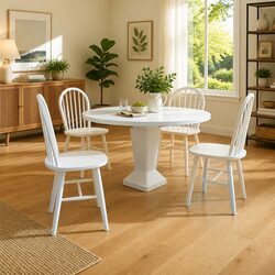 Dining Chairs Set of 4 in White Rubber Wood