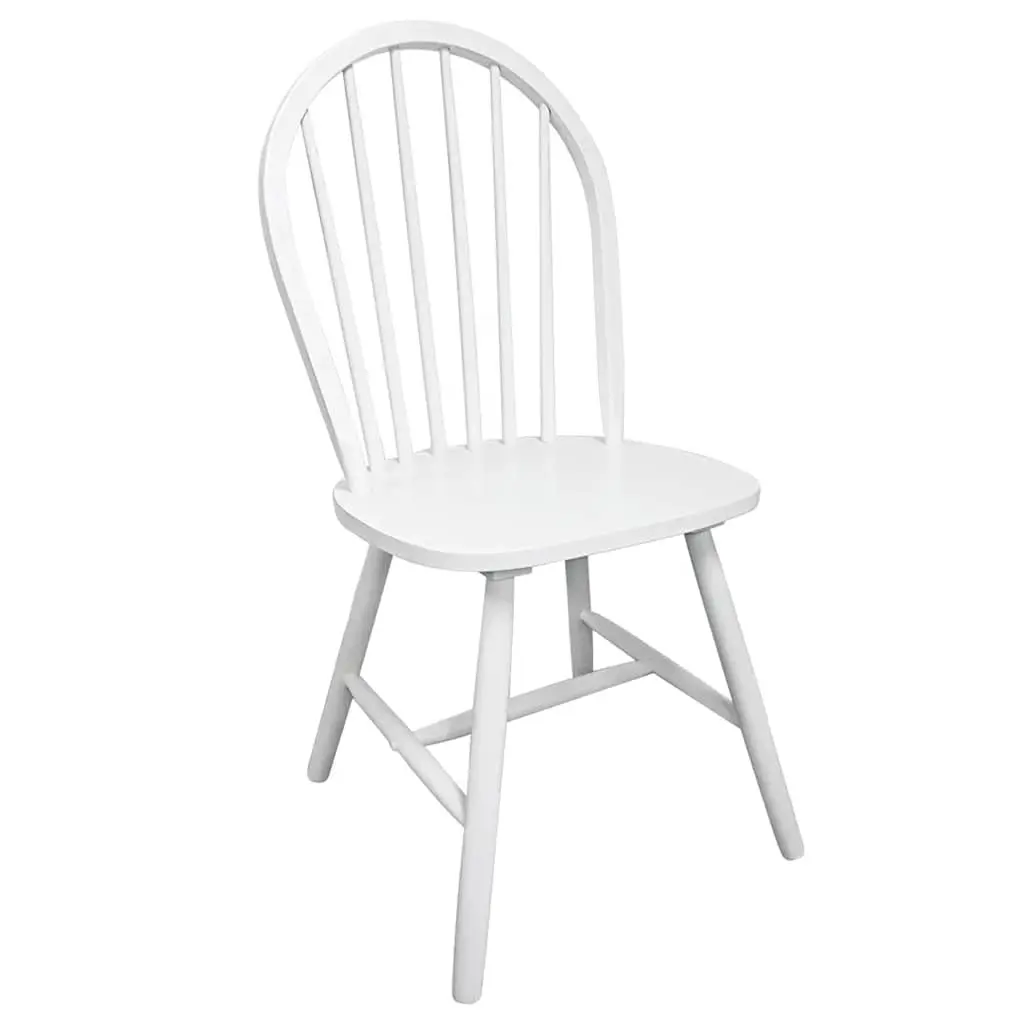 Dining Chairs 4 pcs White Kitchen Room Seating Rounded Backrest Rubber Wood Set
