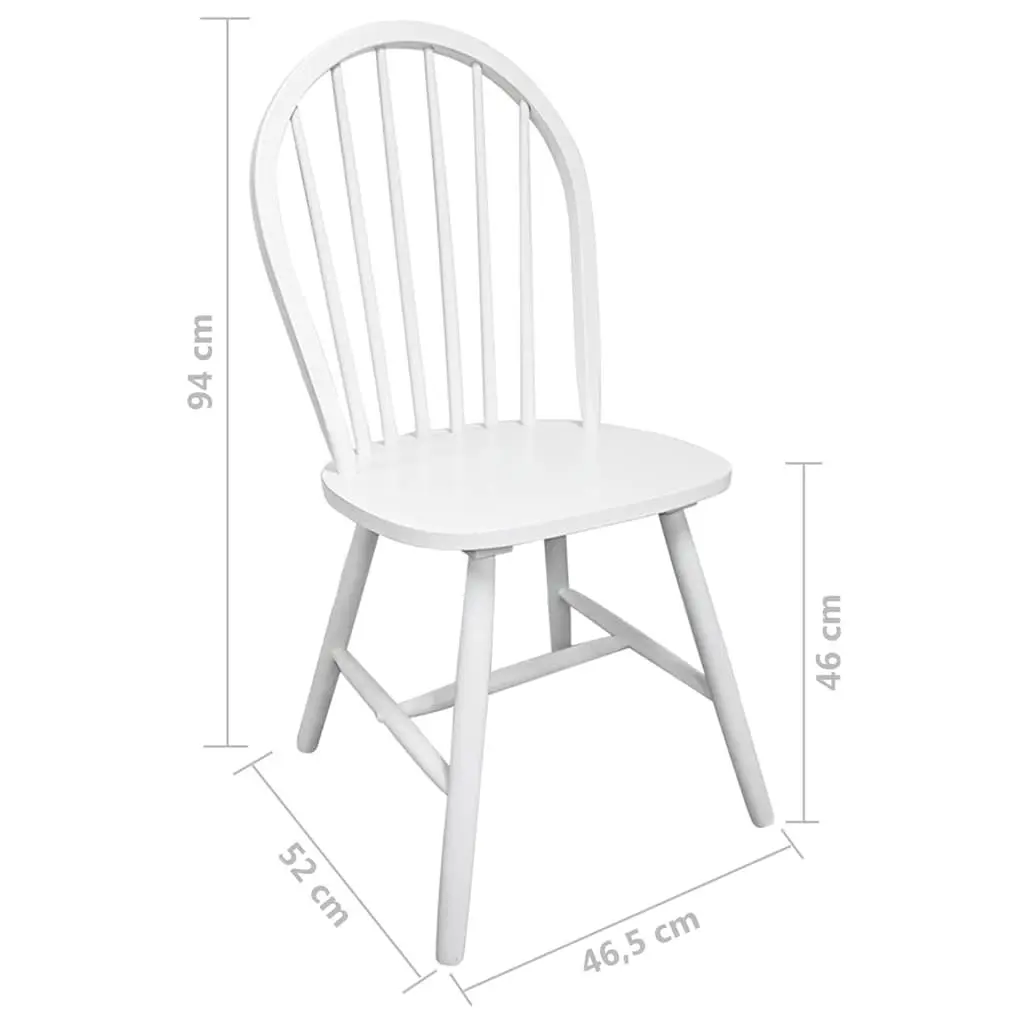Dining Chairs 4 pcs White Kitchen Room Seating Rounded Backrest Rubber Wood Set