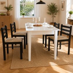 Dining Chair Set of 4 with Rubberwood Frame and Velvet Seat