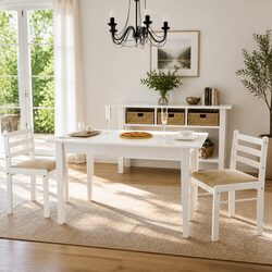 Dining Chairs Set of 2 White Rubber Wood Construction