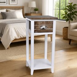 Functional Bedside Table with 1 Drawer and Shelf