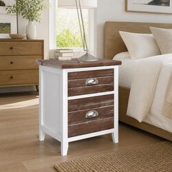 Durable Nightstand Cabinets with 2 Drawers in Brown and White