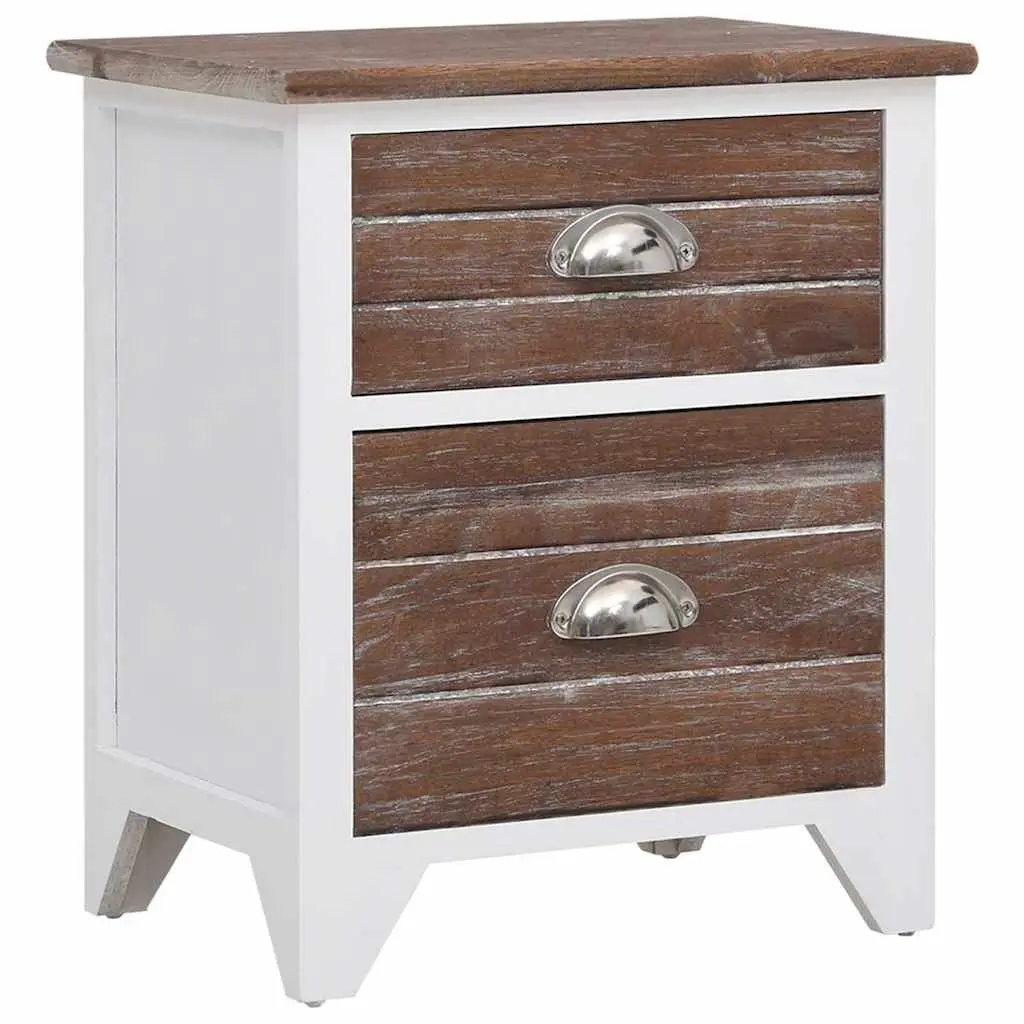 Bedside Tables Storage Cabinets 2 Drawers Brown White