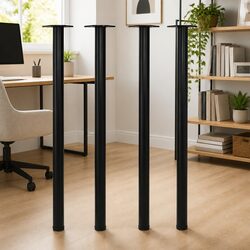 Set of 4 Adjustable Black Table Legs with Screw Feet