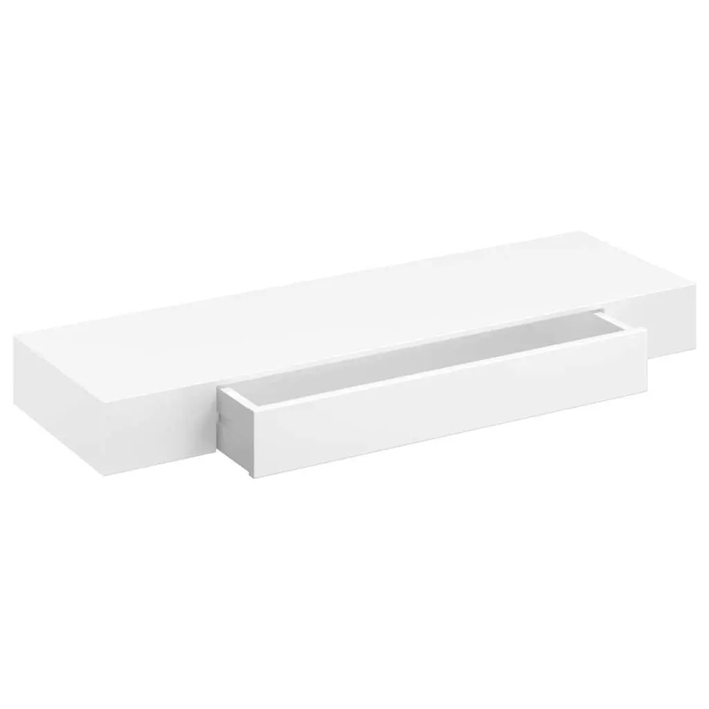 White Wall Display Shelf with Drawer Storage Books DVDs Home Decor Organiser