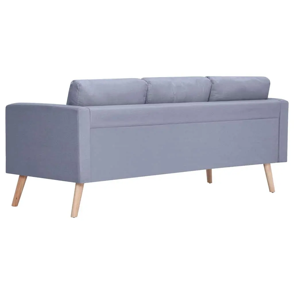 3-Seater Sofa Grey Fabric Couch Padded Cushions Living Room Furniture Removable