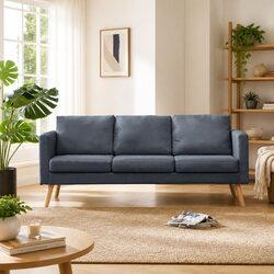 3-Seater Sofa in Grey Fabric with Removable Covers
