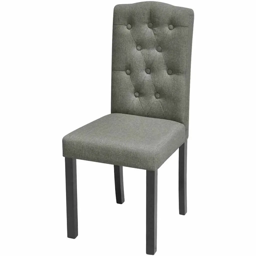 Dining Chairs Ergonomic Comfort 2 Piece Grey Upholstered Kitchen Seating Wooden Legs