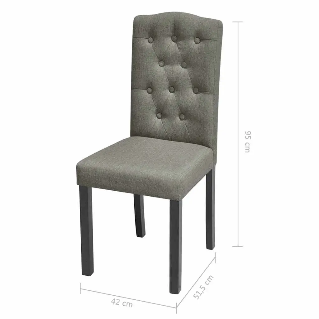 Dining Chairs Set of 4 Grey Upholstered Kitchen Seating with Wooden Legs