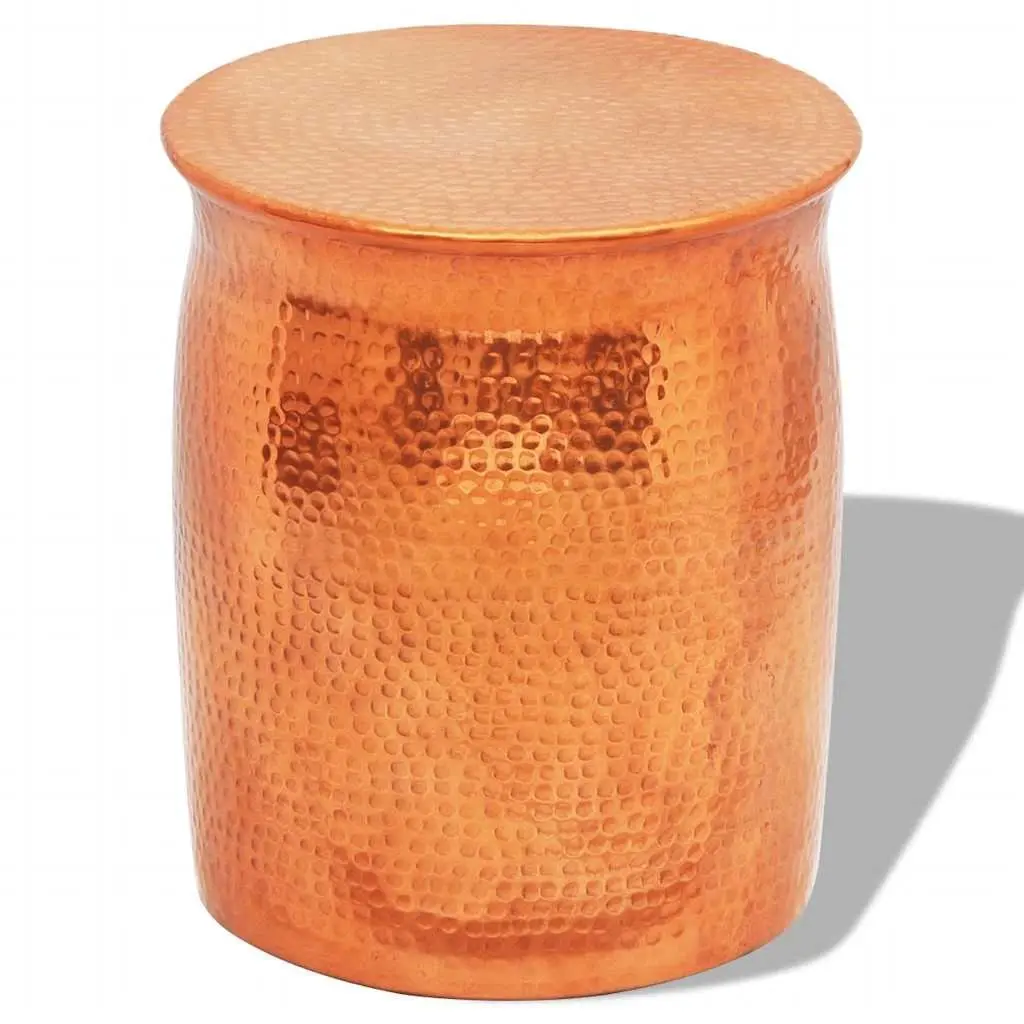 Aluminium Stool Side Table Hammered Finish Decorative Gold