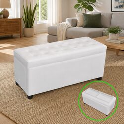 Artificial Leather Storage Ottoman Bench with Lift-Top Lid