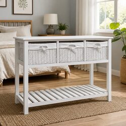 Functional White Storage Sideboard with Baskets