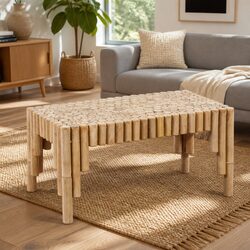 Bamboo Coffee Table in Brown for Living Rooms