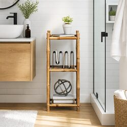 Compact 3-Tier Square Bamboo Shelf in Brown