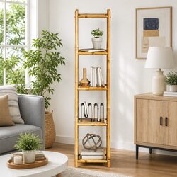 5-Tier Square Bamboo Shelf for Storage Solutions