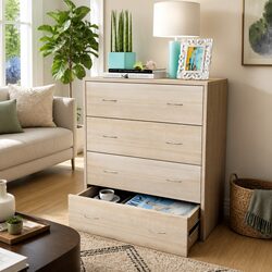 Functional Sideboard Storage Cabinet with 4 Drawers in Oak