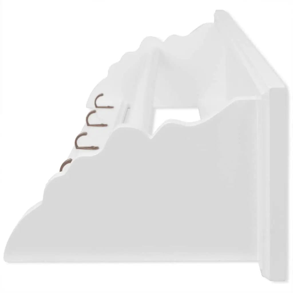 Coat Rack Wall Mount Baroque Style White Shelf 5 Hooks