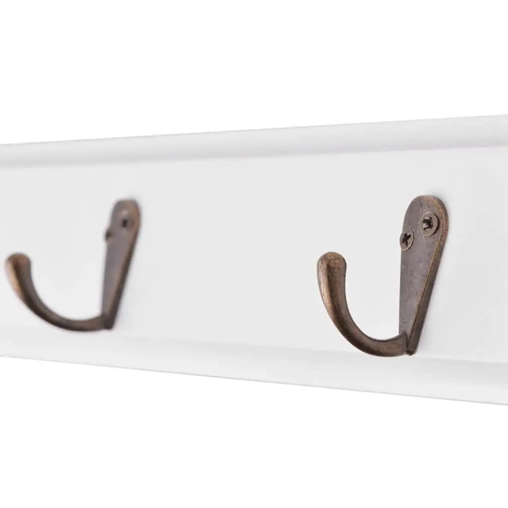 Coat Rack Wall Mount Baroque Style White Shelf 5 Hooks