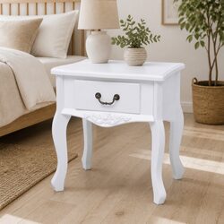 White Bedside Cabinet with Drawer for Storage