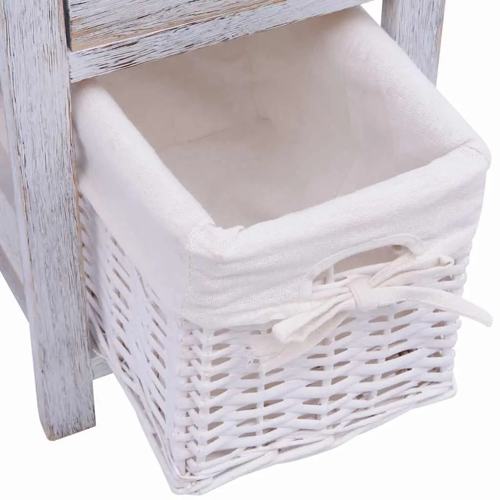 Bedside Cabinets 2 pcs White Wood Nightstands Bedroom Storage Drawer Tables
