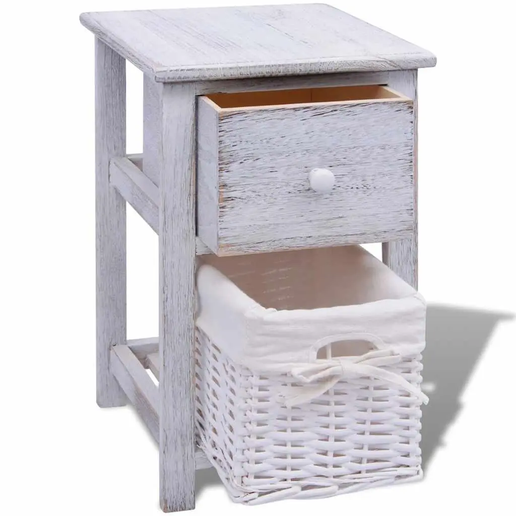 Bedside Cabinets 2 pcs White Wood Nightstands Bedroom Storage Drawer Tables
