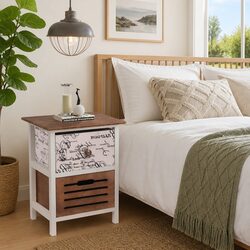 Wooden Bedside Cabinets 2 Piece Set with Drawers