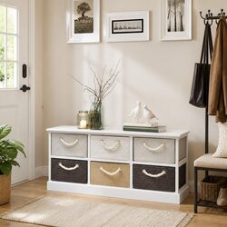 6-Drawer Wooden Storage Bench for Versatile Use