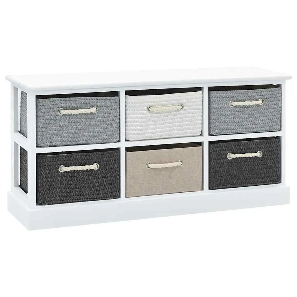 Storage Bench with 6 Drawers Multicolour Wood for Hallway Living Room Bedroom Entryway