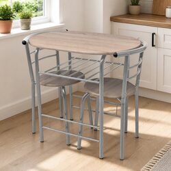 Compact Brown Breakfast Bar Set with Iron Frame Construction
