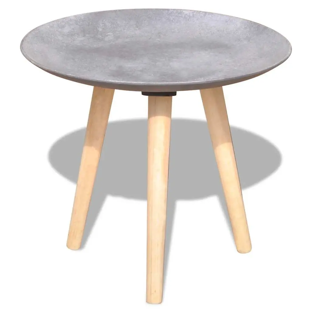 Side Table Set of 2 Round Coffee Tables Concrete Grey 55cm 44cm