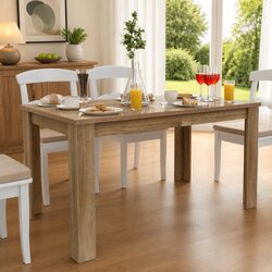 Oak Brown Dining Table 140x80x75 cm with Modern Design