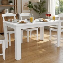 Contemporary Dining Table 140x80 cm in White Finish