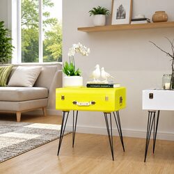 Yellow Vintage Suitcase Inspired Side Cabinet