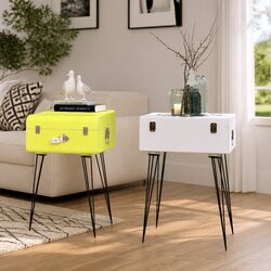 Suitcase Side Cabinet with Steel Pin Legs – White