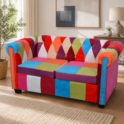 Chesterfield 2-Seater Sofa with Durable Fabric Upholstery