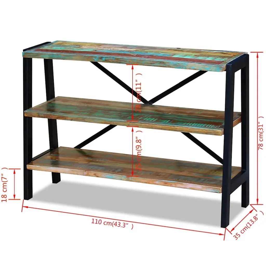 Sideboard Vintage-Style Handmade Solid Reclaimed Wood Three Shelves Multicolour