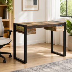 Reclaimed Wood Desk with Drawers - Durable Vintage Design
