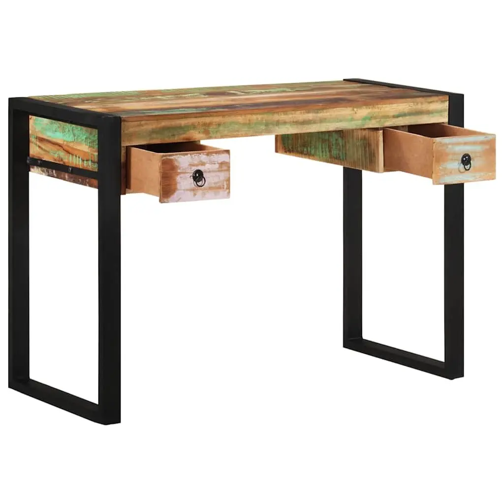Reclaimed Wood Desk with Drawers Vintage Style Large Multicolour