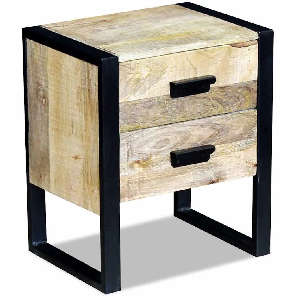 Side Table with 2 Drawers Industrial Style Brown 43 x 33 x 51 cm