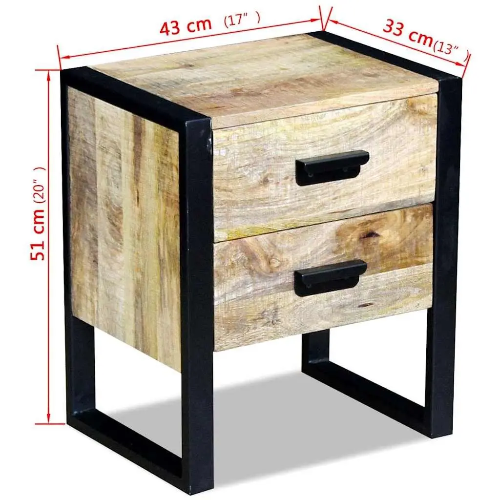 Side Table with 2 Drawers Industrial Style Brown 43 x 33 x 51 cm