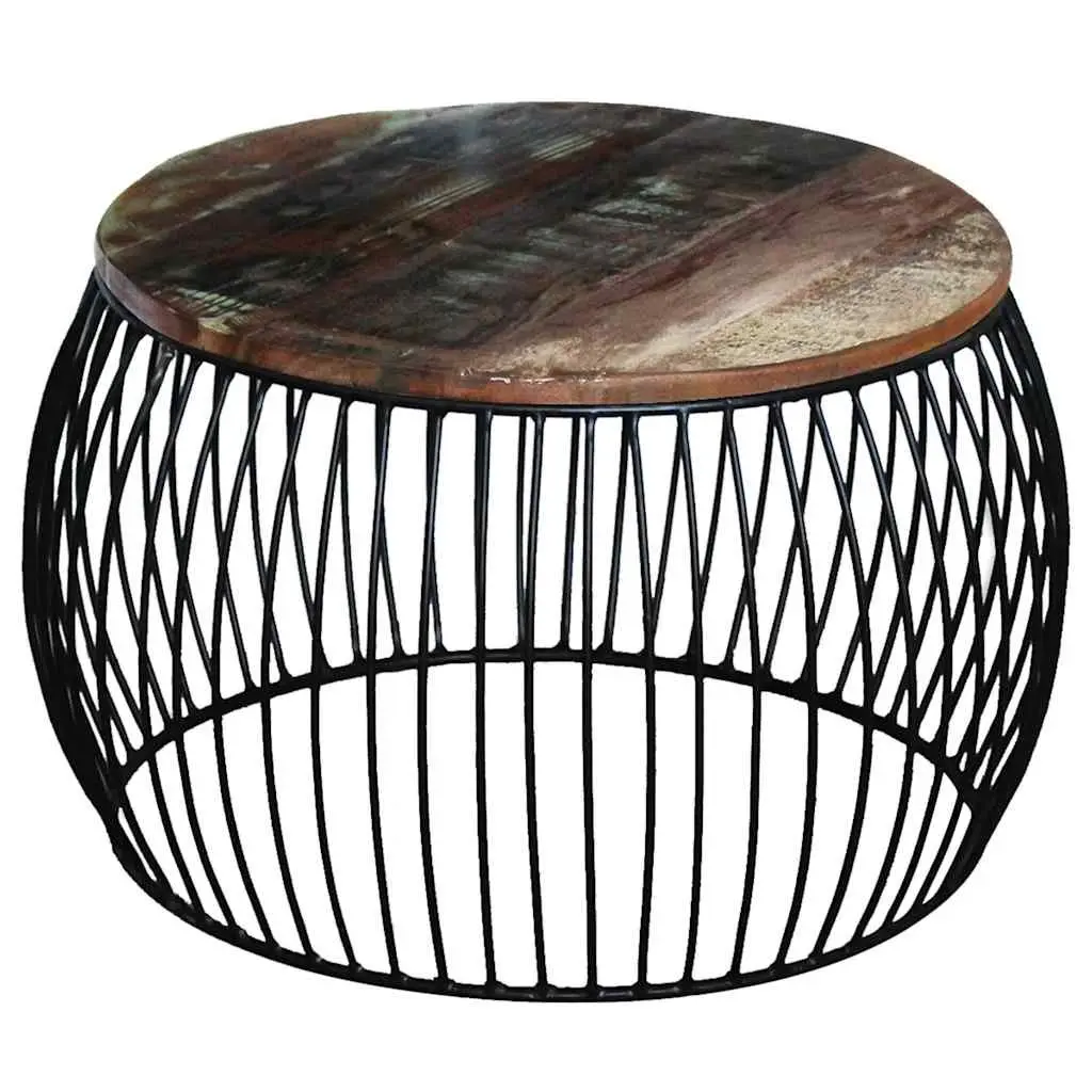 Handmade Vintage Round Coffee Table 68cm Brown Solid Reclaimed Wood