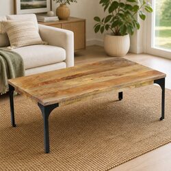 Mango Wood Coffee Table 100x60x35 cm with Easy Assembly