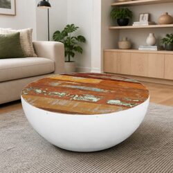 Reclaimed Wood Bowl Shaped Coffee Table