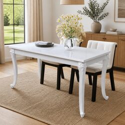 Dining Table in High Gloss White, 116x66x76 cm