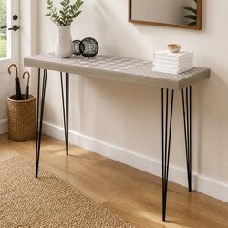 Sturdy Grey Console Table with Retro Design