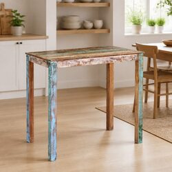 Solid Reclaimed Wood Bar Table with Unique Patina