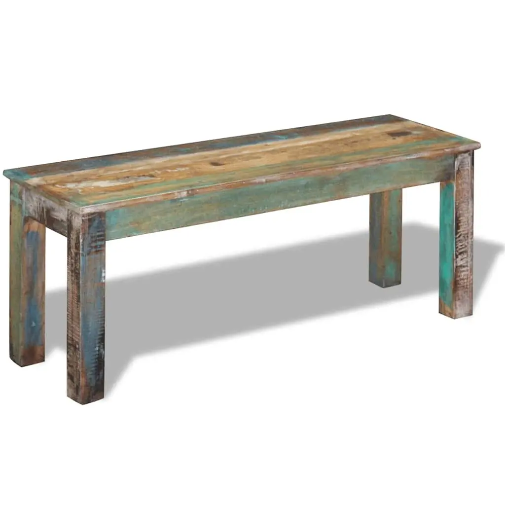 Reclaimed Wood Bench Vintage Antique Style Handmade Storage Entryway Multicolour 110 x 35 x 45 cm