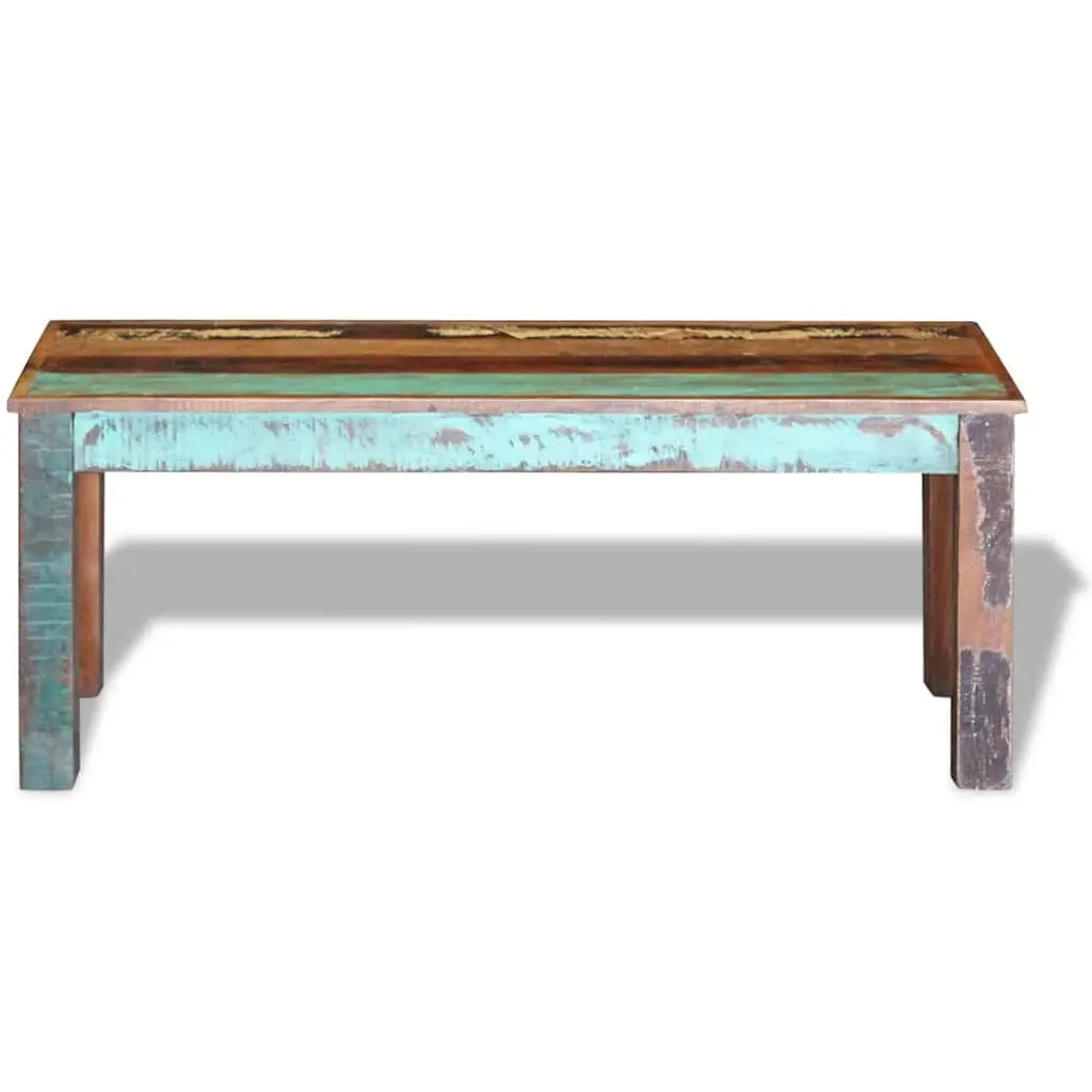 Reclaimed Wood Bench Vintage Antique Style Handmade Storage Entryway Multicolour 110 x 35 x 45 cm